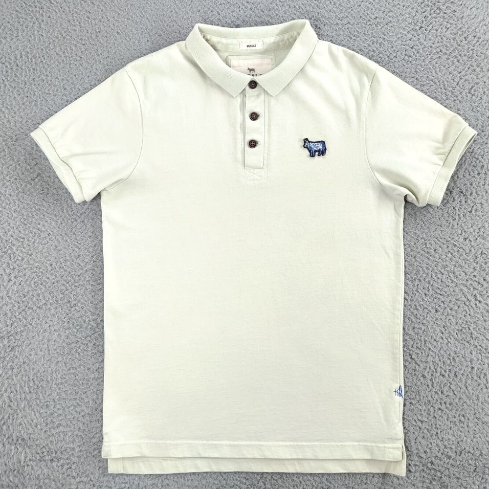 Kingsley Heath Shirt Mens Medium White Muscle Polo Short Sleeve High Low Slit